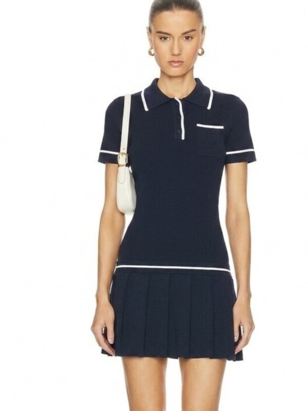CAROLINE CONSTAS | Dropwaist Knit Sailor Mini Dress | L